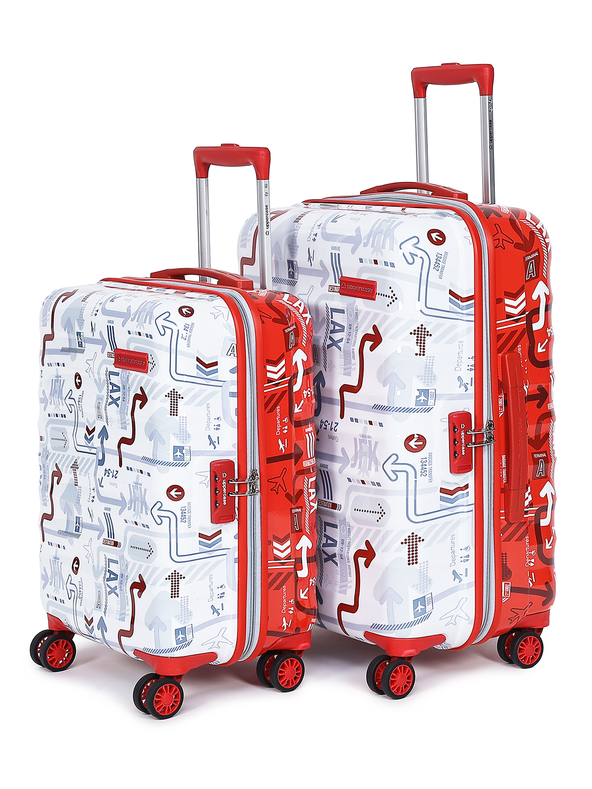 uppercase JFK Duo Check in Combination Lock Hard Trolley Set of 2 (S+M) White and Red