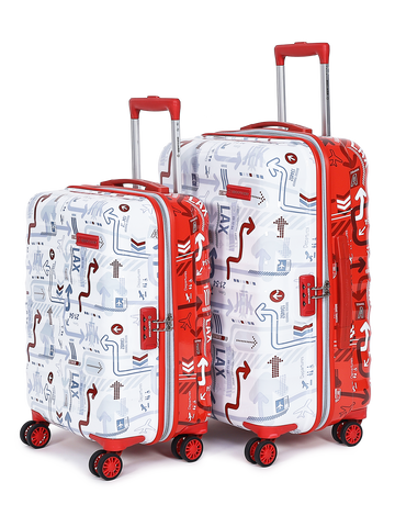 uppercase JFK Duo Check in Combination Lock Hard Trolley Set of 2 (S+M) White and Red