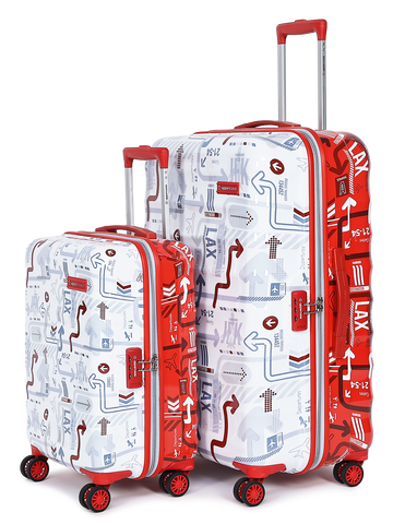 uppercase JFK Duo Check in Combination Lock Hard Trolley Set of 2 (S+L) White and Red