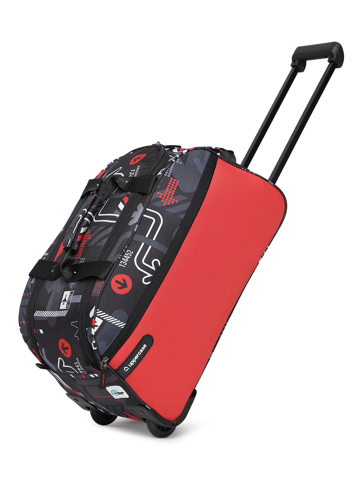 uppercase JFK 52 Duffle Trolley Bag | Dust Resistant Travel Bag | Spacious Main Compartment | Smooth Wheels | Quick Front Pocket Access | Duffle Bag for Women & Men | 1500 Days Warranty (Red)