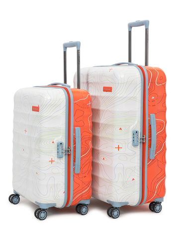 uppercase Topo Check in TSA Lock Hard Trolley Bags Set of 2 M+L Orange n White