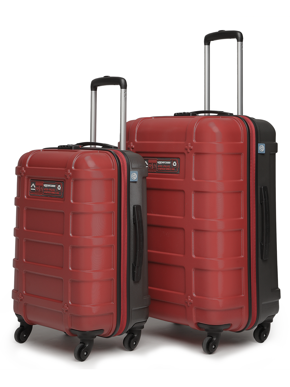 uppercase Cargo Trolley Bag Set of 2 (M+L) Cabin & Check-in Hardsided LuggageSecure Combination Lock Scratch-proof Surface Mesh ConviPack Suitcase for Men & Women 2000 Days Warranty(Red)