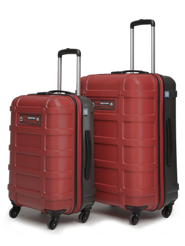 uppercase Cargo Trolley Bag Set of 2 (M+L) Cabin & Check-in Hardsided LuggageSecure Combination Lock Scratch-proof Surface Mesh ConviPack Suitcase for Men & Women 2000 Days Warranty(Red)