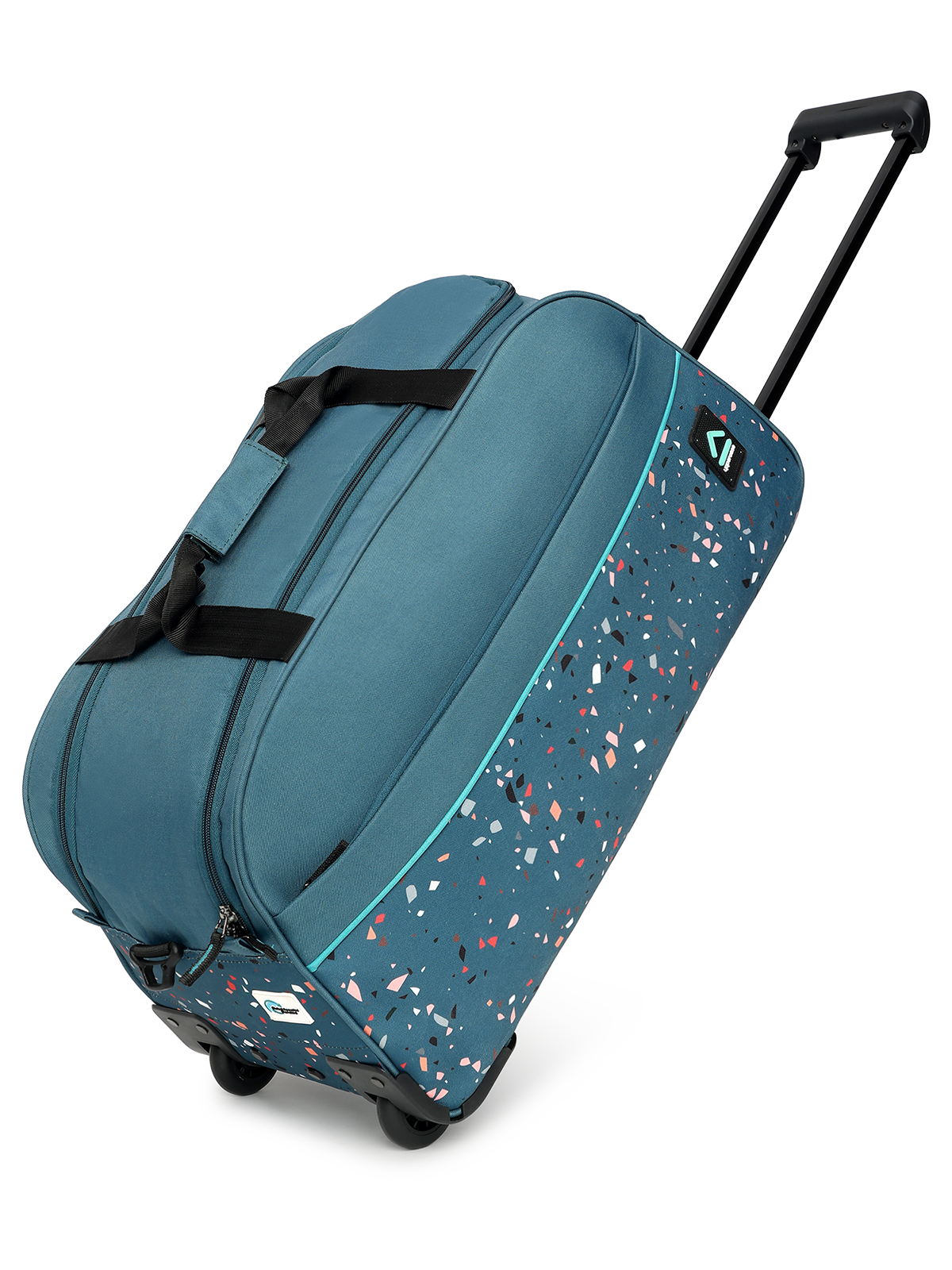 uppercase Terra 62 Duffle Trolley Bag| Quick Front Pocket Access| Detachable and Adjustable Shoulder Strap| Smooth Wheels| Push Button Trolley| Duffle Bag for Women & Men| 1500 Days Warranty (Teal)