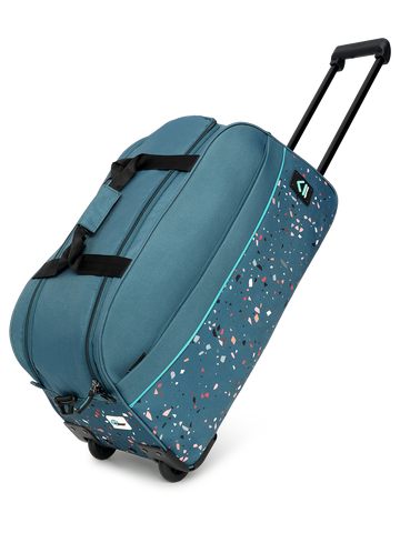 uppercase Terra 62 Duffle Trolley Bag| Quick Front Pocket Access| Detachable and Adjustable Shoulder Strap| Smooth Wheels| Push Button Trolley| Duffle Bag for Women & Men| 1500 Days Warranty (Teal)