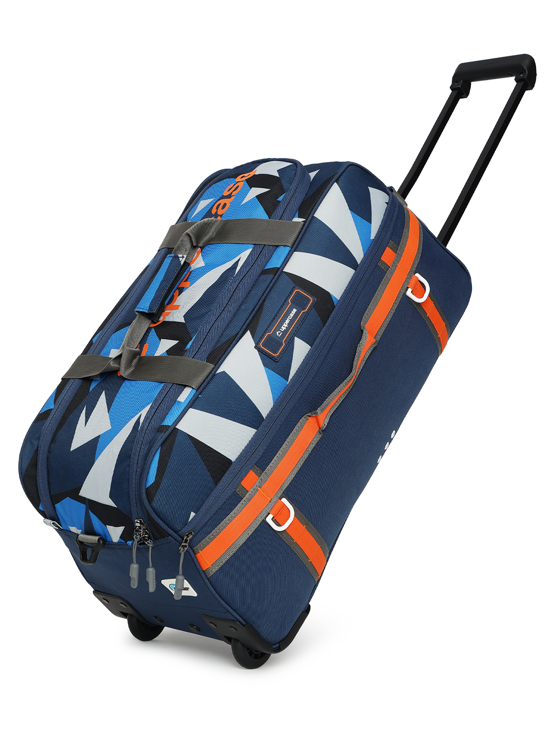 uppercase Nova 62 Duffle Trolley Bag| Quick Front Pocket Access| Detachable and Adjustable Shoulder Strap| Smooth Wheels| Push Button Trolley| Duffle Bag for Women & Men| 1500 Days Warranty (Blue)