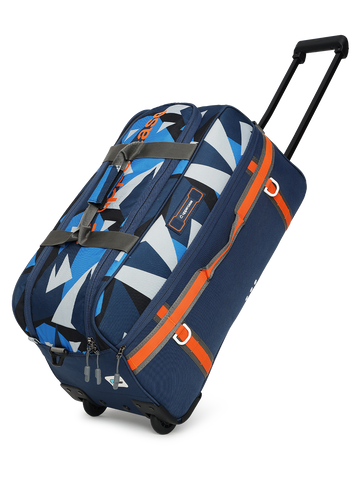 uppercase Nova 62 Duffle Trolley Bag| Quick Front Pocket Access| Detachable and Adjustable Shoulder Strap| Smooth Wheels| Push Button Trolley| Duffle Bag for Women & Men| 1500 Days Warranty (Blue)