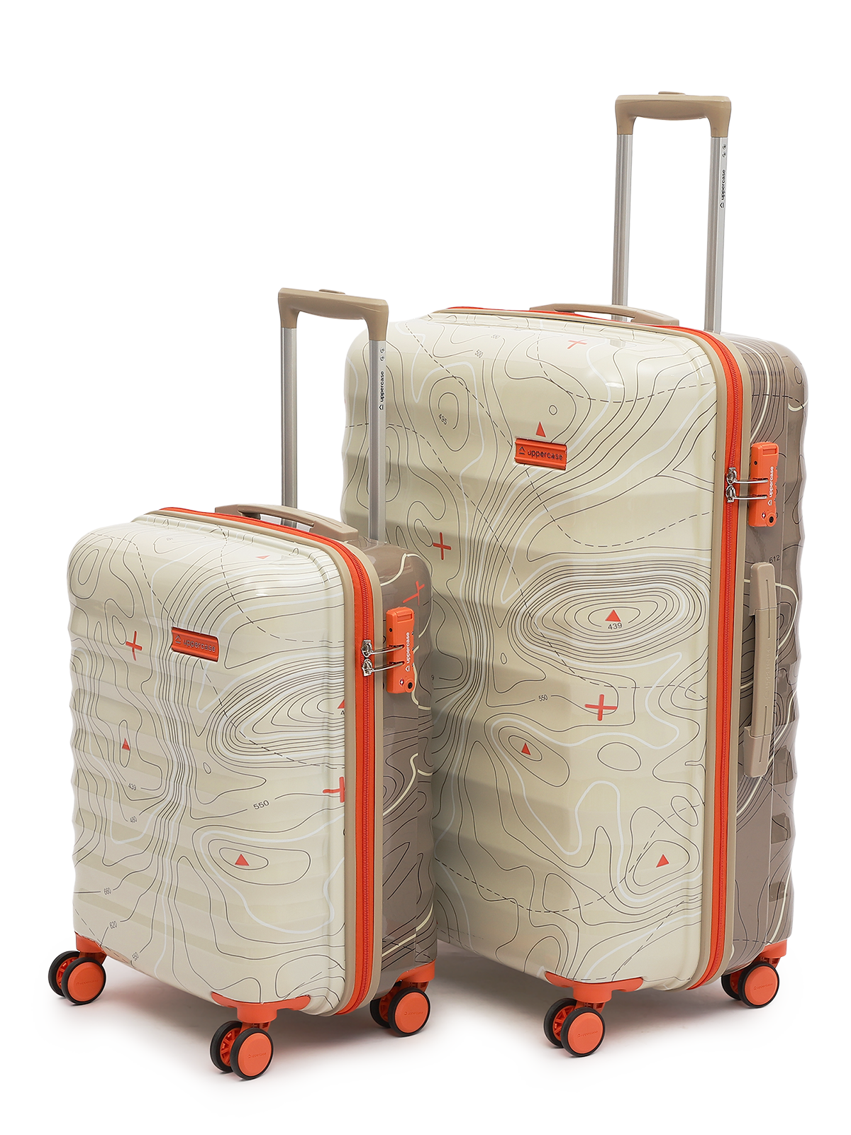 uppercase Topo Set of 2 (S+L) Hardsided Trolley Bag 8 Wheel Sustainable Luggage With TSA Lock & Anti-Theft Zippers Men & Women 2000 Days Warranty by uppercase Dual Tone (Taupe & Beige)