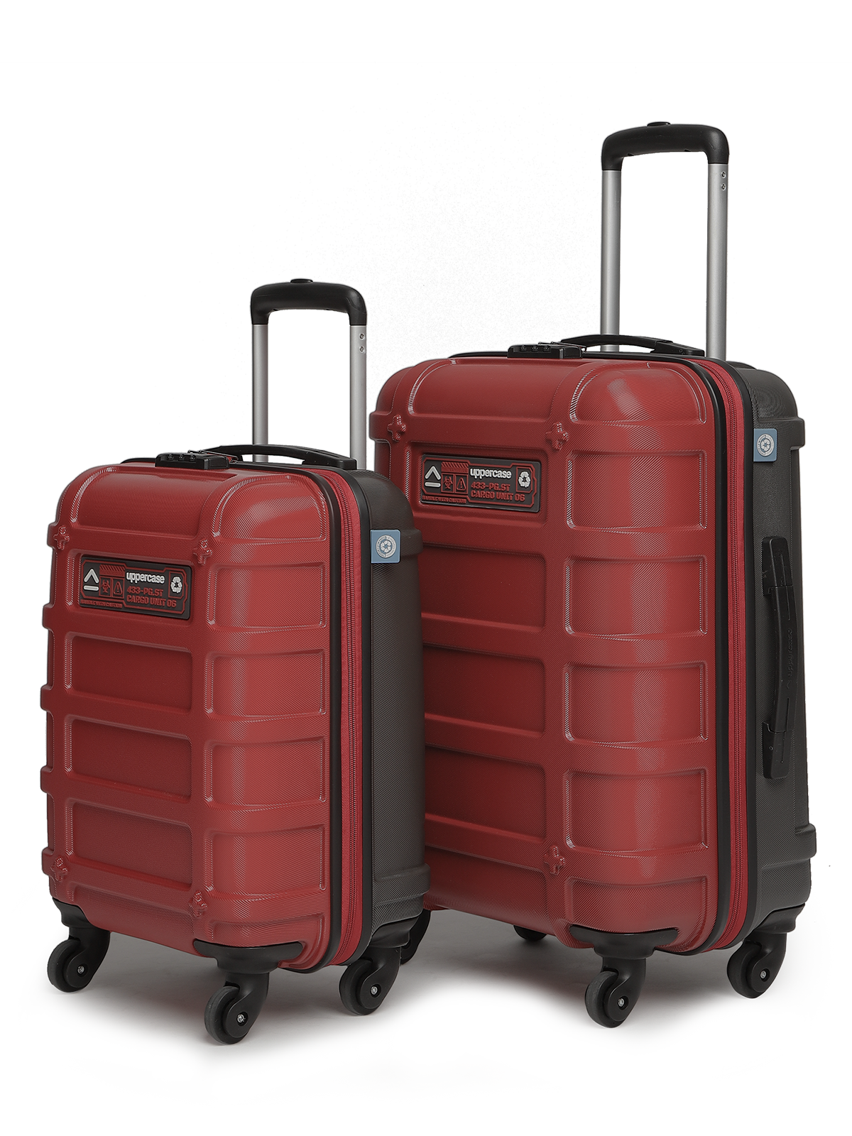 uppercase Cargo Trolley Bag Set of 2 (S+M) Cabin & Check-in Hardsided LuggageSecure Combination Lock Scratch-proof Surface Mesh ConviPack Suitcase for Men & Women 2000 Days Warranty(Red)