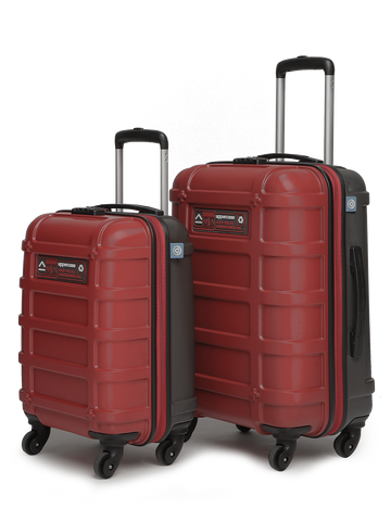 uppercase Cargo Trolley Bag Set of 2 (S+M) Cabin & Check-in Hardsided LuggageSecure Combination Lock Scratch-proof Surface Mesh ConviPack Suitcase for Men & Women 2000 Days Warranty(Red)