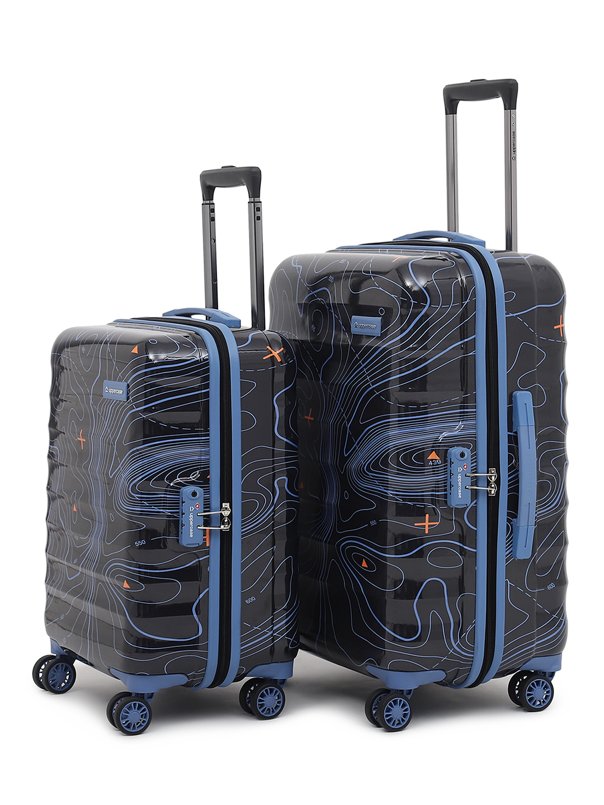 uppercase Topo Cabin n Check in TSA Lock Hard Trolley Bags Set of 2 S+M Black