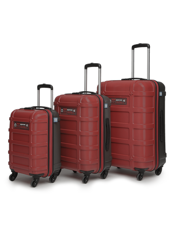 uppercase Cargo Trolley Bag Set of 3 (S+M+L) Cabin & Check-in Hardsided LuggageSecure Combination Lock Scratch-proof Surface Mesh ConviPack Suitcase for Men & Women 2000 Days Warranty(Red)