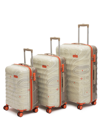 uppercase Topo Set of 3 (S+M+L) Hardsided Trolley Bag 8 Wheel Sustainable Luggage With TSA Lock & Anti-Theft Zippers Men & Women 2000 Days Warranty by uppercase Dual Tone (Taupe & Beige)