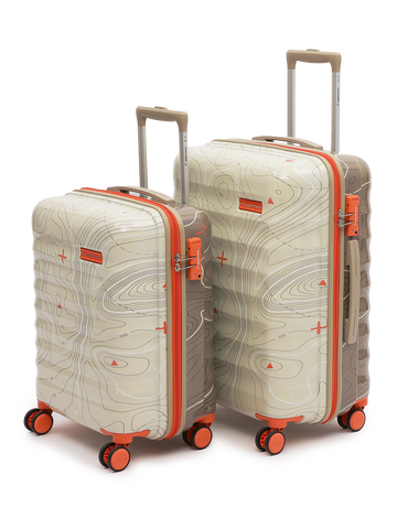 uppercase Topo Set of 2 (S+M) Hardsided Trolley Bag 8 Wheel Sustainable Luggage With TSA Lock & Anti-Theft Zippers Men & Women 2000 Days Warranty by uppercase Dual Tone (Taupe & Beige)