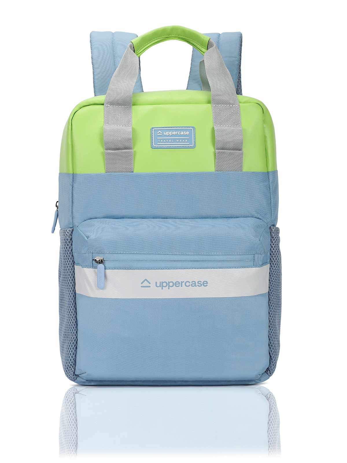 uppercase Vegan Leather 14" Laptop Backpack Water Repellent College Bag 17L Teal Blue