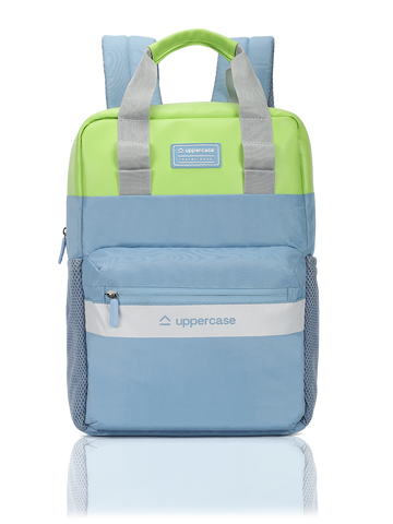 uppercase Vegan Leather 14" Laptop Backpack Water Repellent College Bag 17L Teal Blue