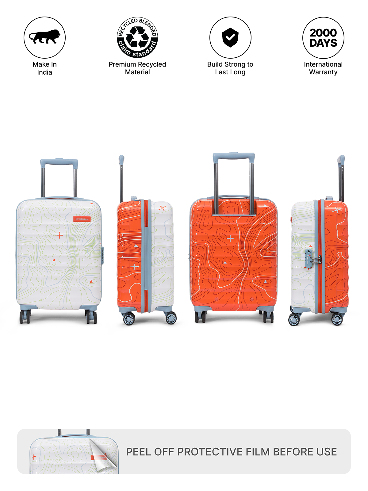 Buy Eco-friendly Topo Orange and White Cabin Trolley Bag Online