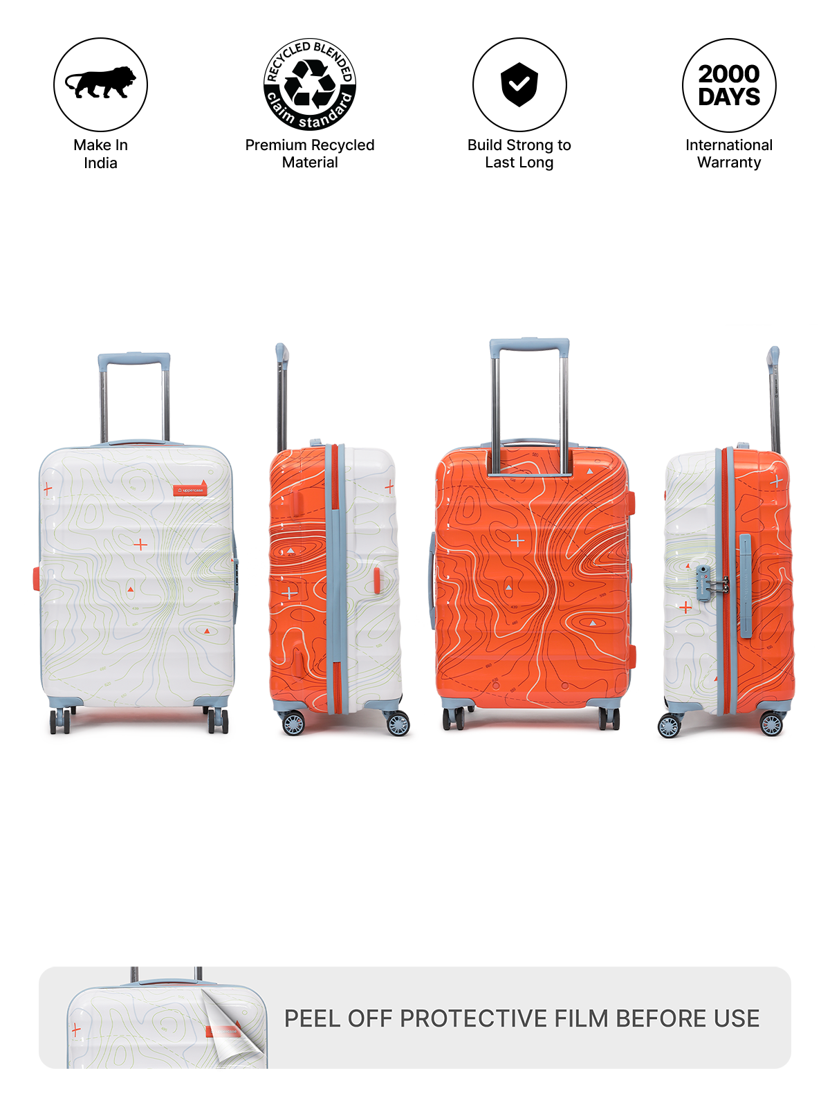 Buy Eco-friendly Topo Orange and White Medium Trolley Bag Online