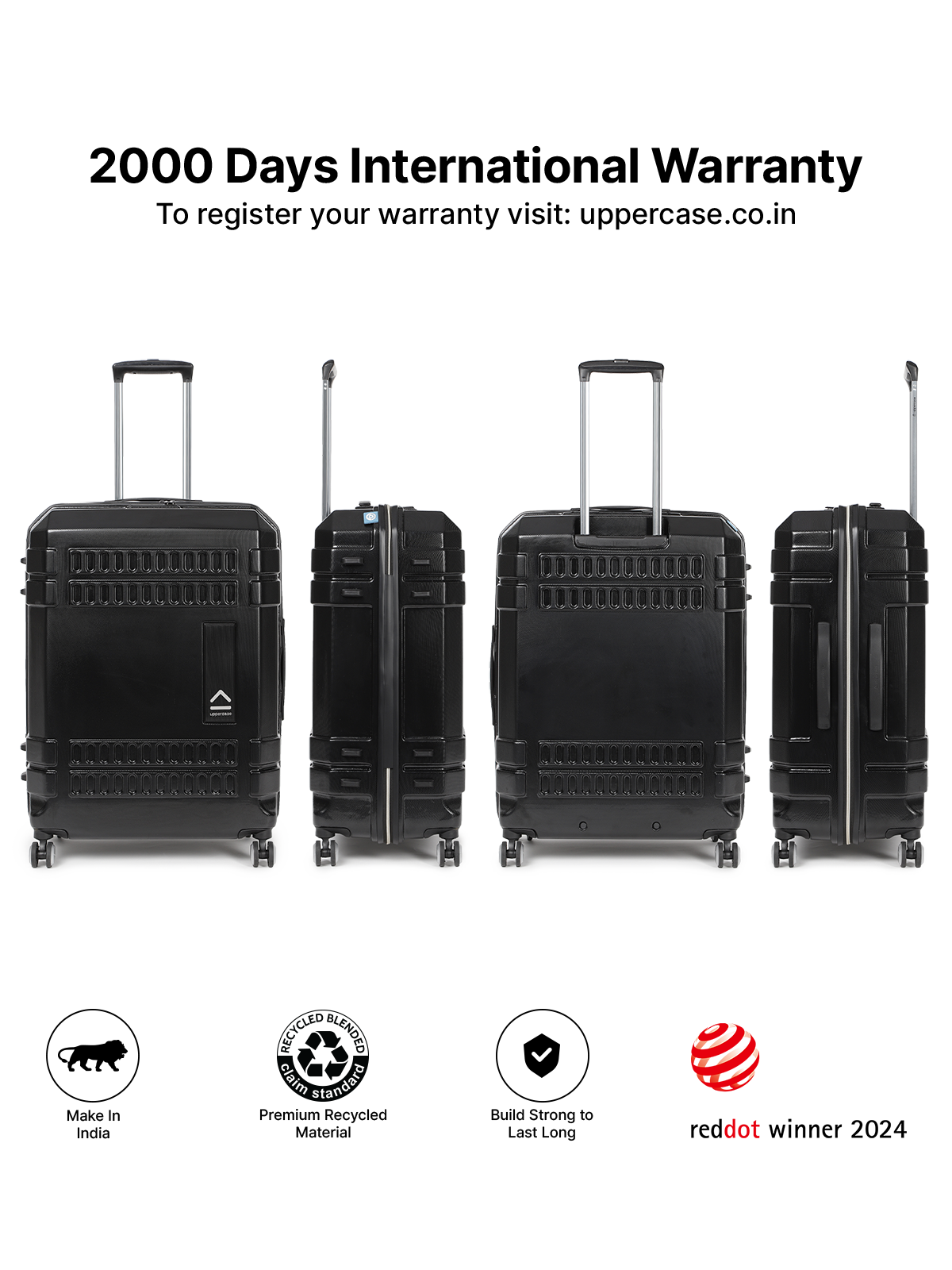 Eco Trolley Bags Bullet Large Check In Luggage Black