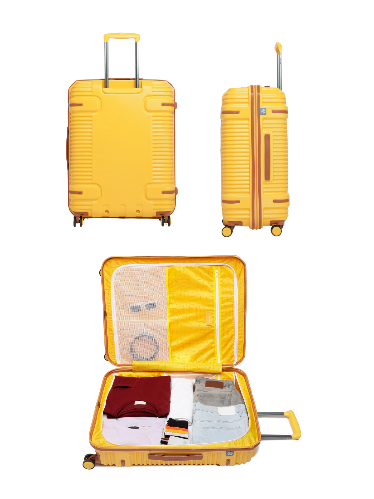 Ridge Hard Luggage Trolley Bag Large Yellow