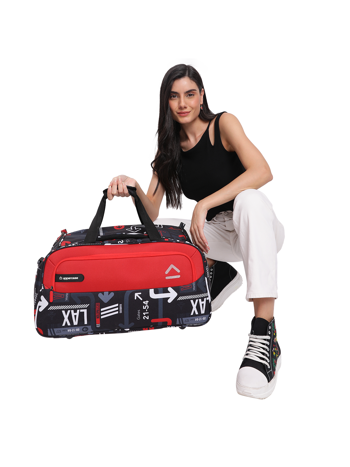 Shop NYFW Inspired JFK Red Duffle Bag Online