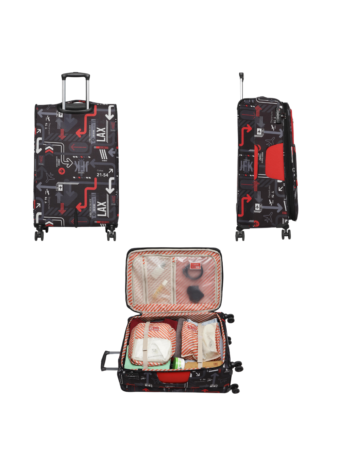 JPK Plus Red Set of 3 Luggage Bag Durable Softshell Value