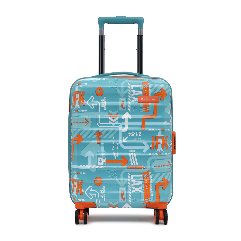 Blue hard travel suitcase cabin trolley bags uppercase