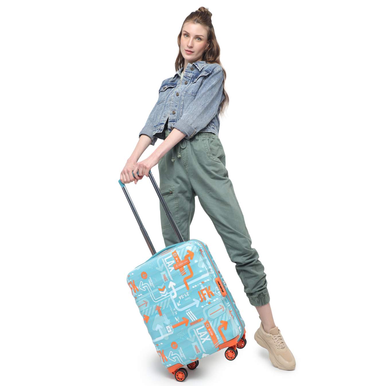 Blue Hard Travel Suitcase cabin trolley bags uppercase