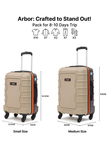 Arbor Hard Luggage Beige Set of 2 (S+M) Trolley