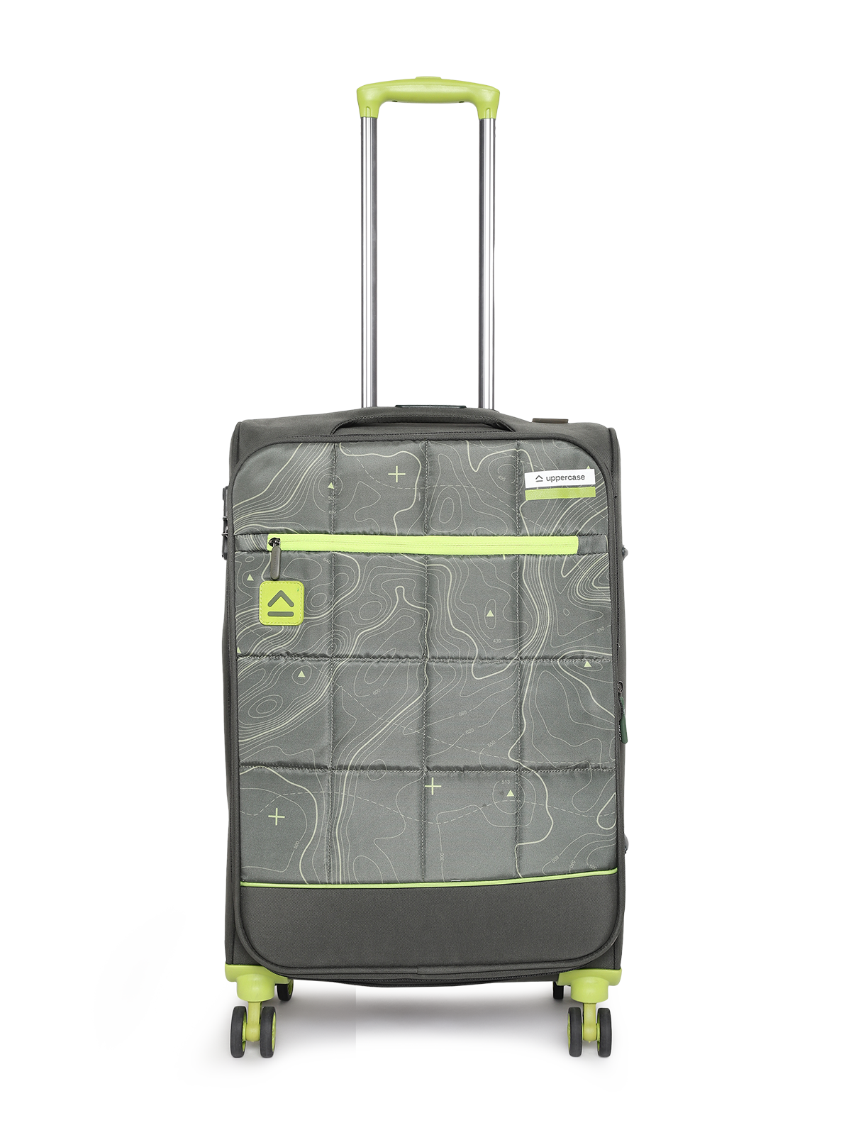 uppercase Topo Medium Check in 68cms TSA Lock 8 Wheels Soft Trolley Bag Green