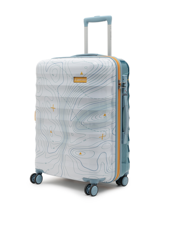 uppercase Topo (Medium) 66 cms Hardsided Check-In Trolley Bag 8 Wheel Sustainable Luggage With TSA Lock & Anti-Theft Zippers Men & Women 2000 Days Warranty by uppercase Dual Tone (White & Blue)