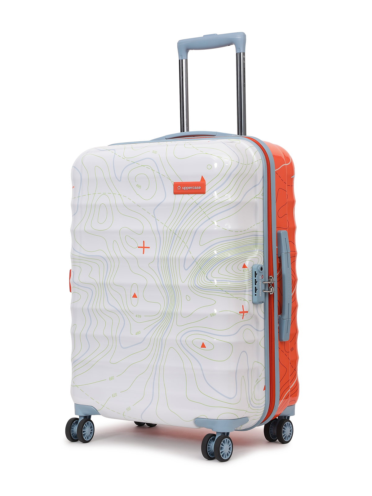 uppercase Topo Medium Checkin 66cm TSA Lock 8 Wheel Hard Trolley Bag OrangeWhite