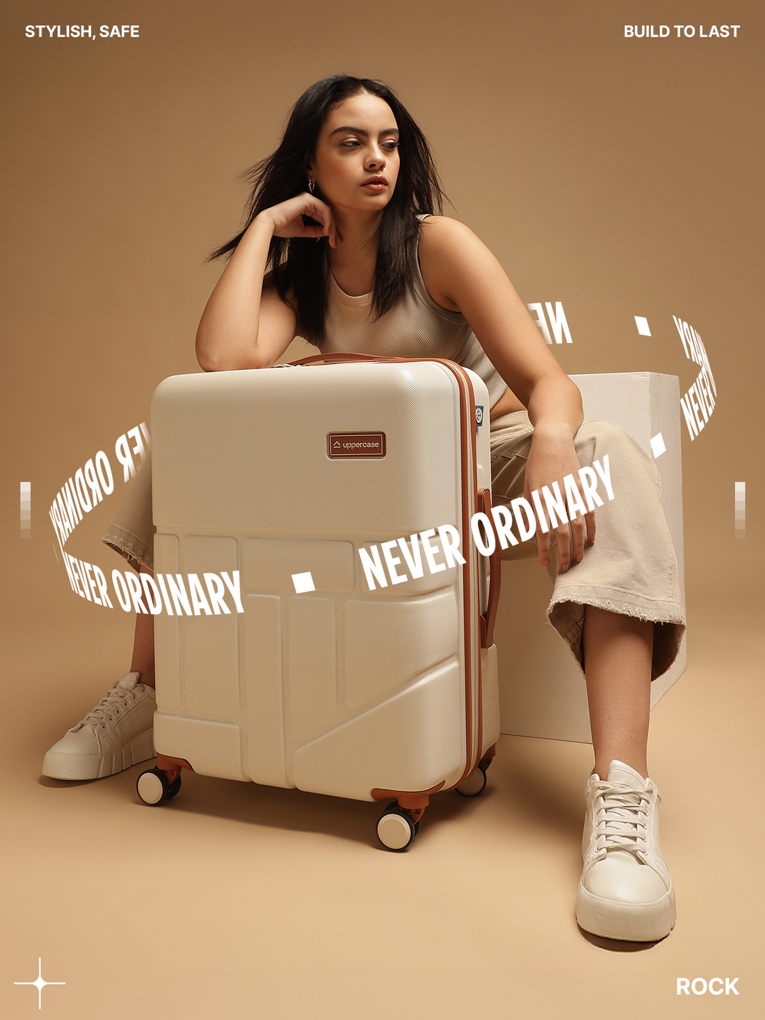 Trolley Rok Shop Rock Beige Medium Trolley Bag Now
