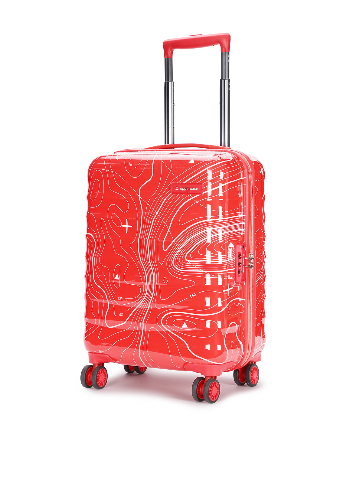 uppercase Topo Celeb Small Cabin 56cm TSA Lock 8 Wheels Hard Trolley Bag Red