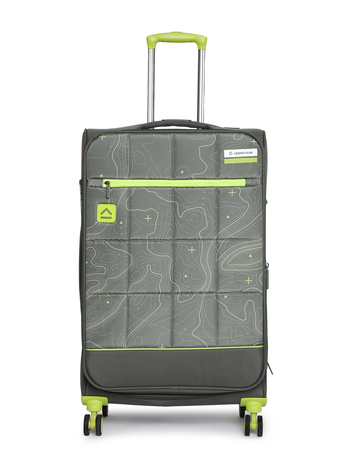 uppercase Topo Large Check in 77cms TSA Lock 8 Wheels Soft Trolley Bag Green