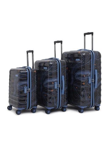 uppercase Topo Cabin and Check in TSA Lock Hard Trolley Bags Set of 3 S+M+L Black