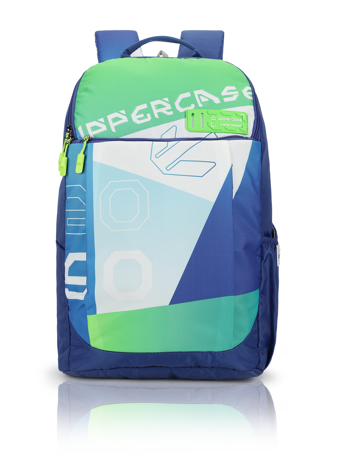 uppercase Campus 2501 Sustainable School Backpack | 2025 Collection | Well - Padded, Double Compartment with File Sleeve, Organizers, Side Bottle Pocket| For Boys & Girls | 500 Days Warranty | Blue