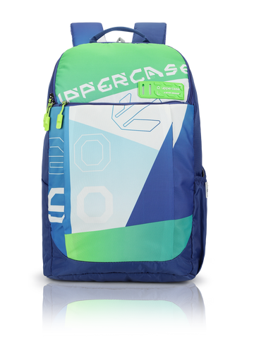 uppercase Campus 2501 Sustainable School Backpack | 2025 Collection | Well - Padded, Double Compartment with File Sleeve, Organizers, Side Bottle Pocket| For Boys & Girls | 500 Days Warranty | Blue