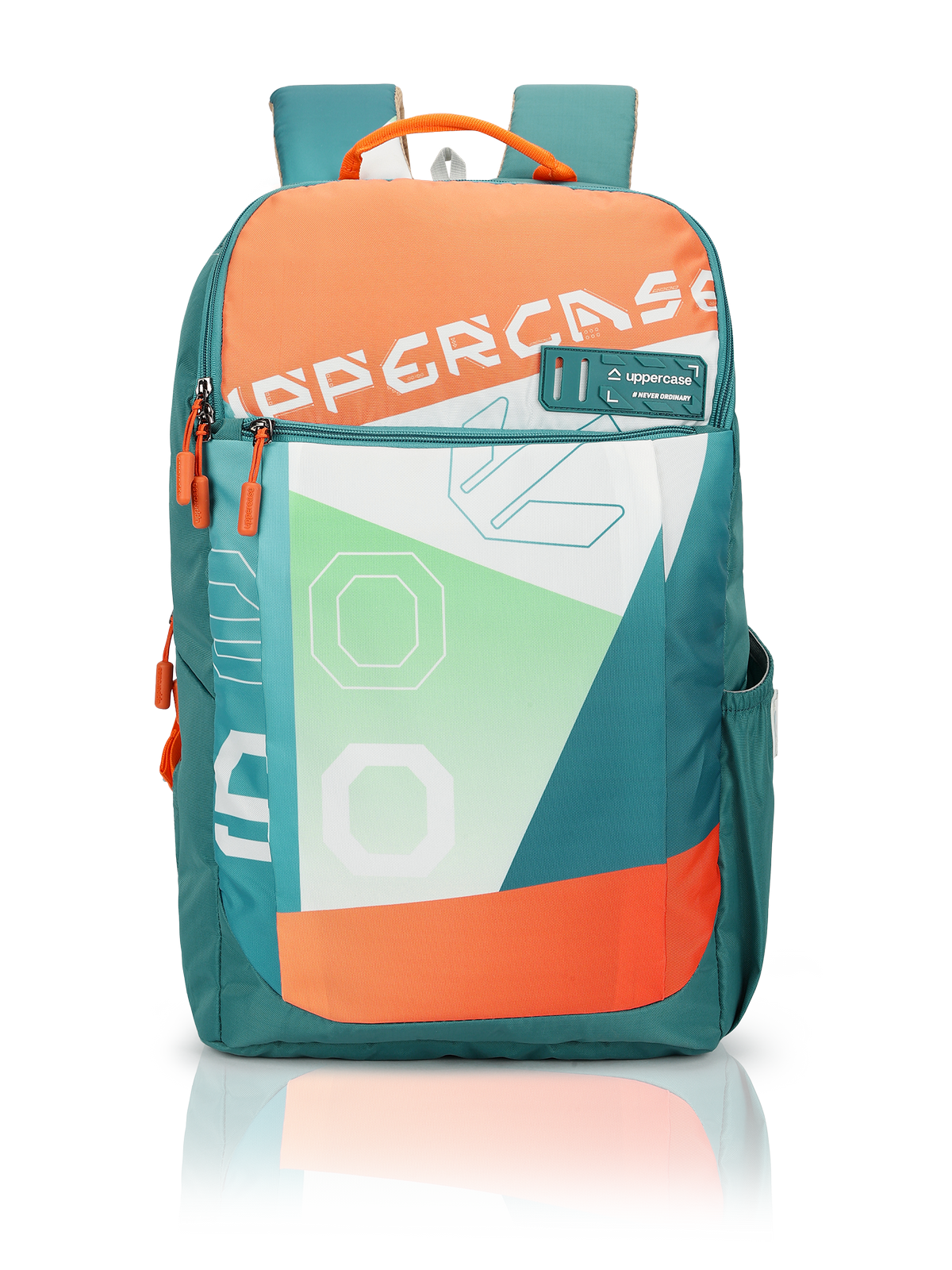 uppercase Campus 2501 Sustainable School Backpack | 2025 Collection | Well - Padded, Double Compartment with File Sleeve, Organizers, Side Bottle Pocket| For Boys & Girls | 500 Days Warranty | Teal