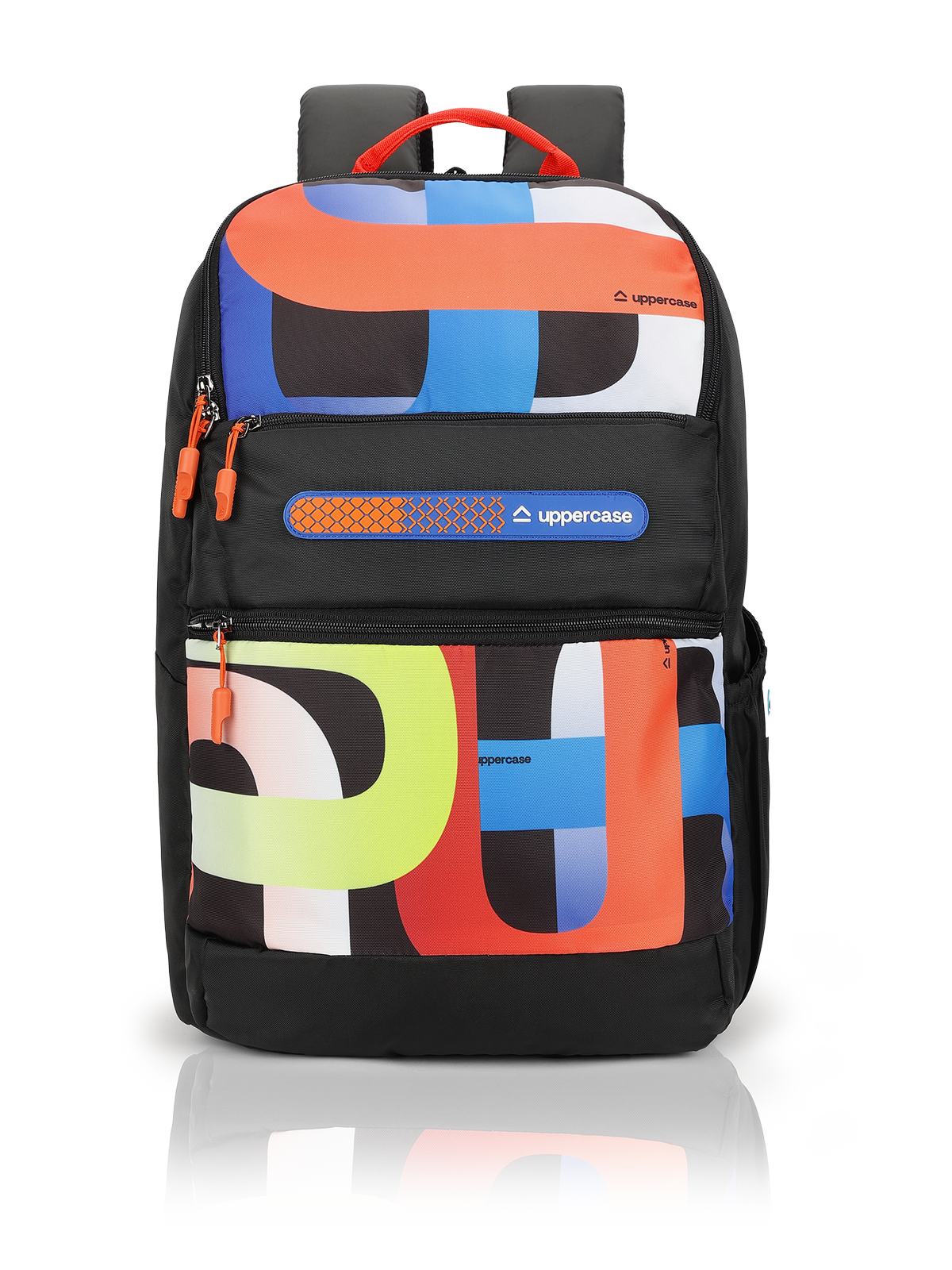 uppercase Campus 2502 Sustainable School Backpack | 2025 Collection | Well - Padded, Double Compartment with File Sleeve, Organizers, Side Bottle Pocket| For Boys & Girls | 500 Days Warranty | Black