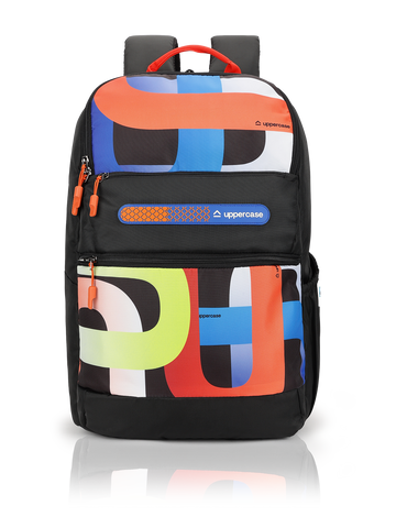 uppercase Campus 2502 Sustainable School Backpack | 2025 Collection | Well - Padded, Double Compartment with File Sleeve, Organizers, Side Bottle Pocket| For Boys & Girls | 500 Days Warranty | Black