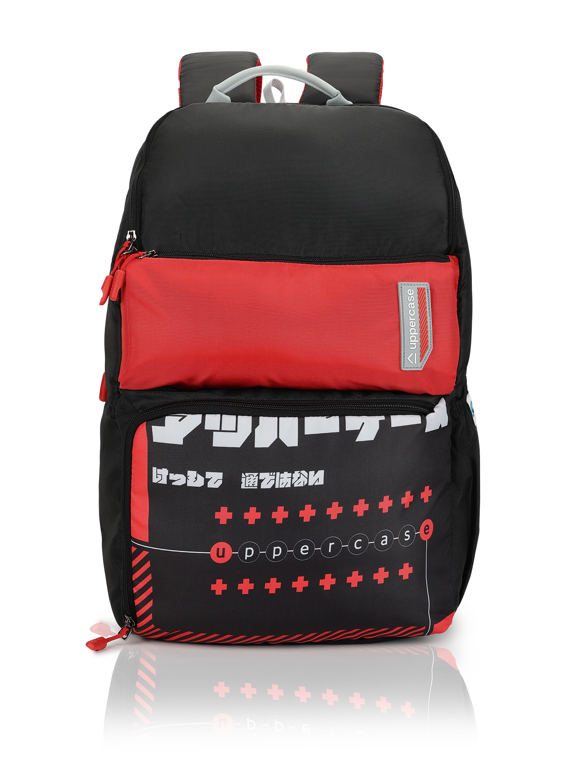 uppercase Campus 2506 Sustainable School Backpack | 2025 Collection | Well - Padded, Double Compartment with File Sleeve, Organizers, Side Bottle Pocket| For Boys & Girls | 500 Days Warranty | Black