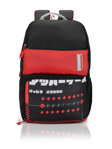 uppercase Campus 2506 Sustainable School Backpack | 2025 Collection | Well - Padded, Double Compartment with File Sleeve, Organizers, Side Bottle Pocket| For Boys & Girls | 500 Days Warranty | Black