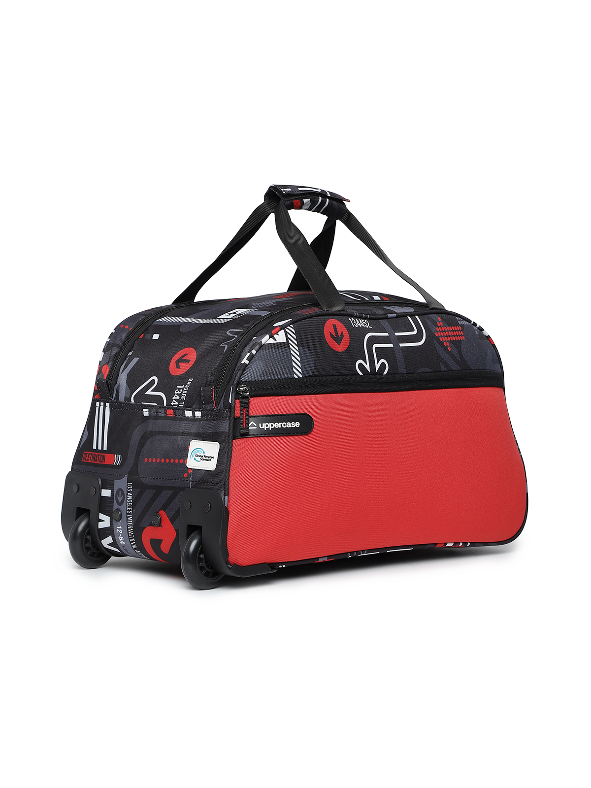 uppercase JFK 52 Duffle Trolley Bag | Dust Resistant Travel Bag | Spacious Main Compartment | Smooth Wheels | Quick Front Pocket Access | Duffle Bag for Women & Men | 1500 Days Warranty (Red)