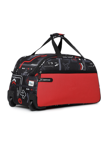 uppercase JFK 62 Duffle Trolley Bag | Dust Resistant Travel Bag | Spacious Main Compartment | Smooth Wheels | Quick Front Pocket Access | Duffle Bag for Women & Men | 1500 Days Warranty (Red)