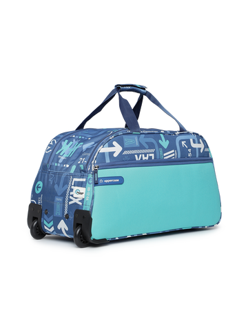 uppercase JFK 62 Duffle Trolley Bag | Dust Resistant Travel Bag | Spacious Main Compartment | Smooth Wheels | Quick Front Pocket Access | Duffle Bag for Women & Men | 1500 Days Warranty (Denim Blue)