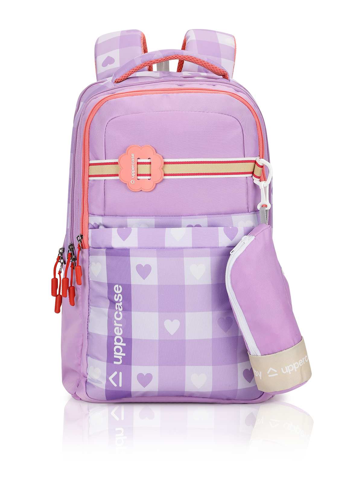 uppercase Luna 2502 Sustainable School Backpack | 2025 Collection | Well-Padded, Double Compartment with Pencil Pouch, Organizers, Side Bottle Pocket| For Girls | 500 Days Warranty | Purple