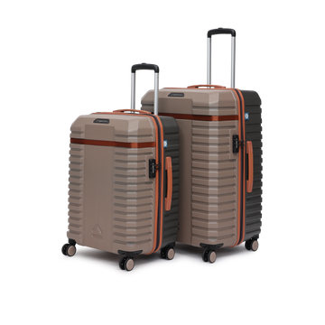 uppercase Blaze (M+L) Set of 2 8-Wheel Trolley Luggage, Durable Suitcase with Combination Lock, Inbuilt Laundry Compartment Suitcase for Unisex, 2000 Days Warranty (Taupe)