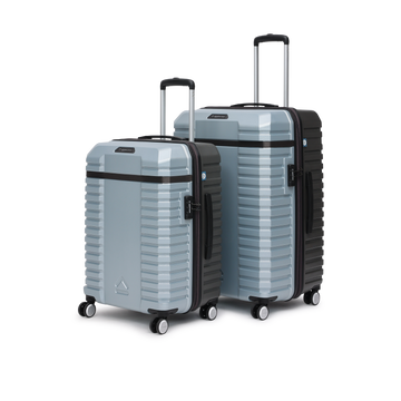 uppercase Blaze (M+L) Set of 2 8-Wheel Trolley Luggage, Durable Suitcase with Combination Lock, Inbuilt Laundry Compartment Suitcase for Unisex, 2000 Days Warranty (Silver)