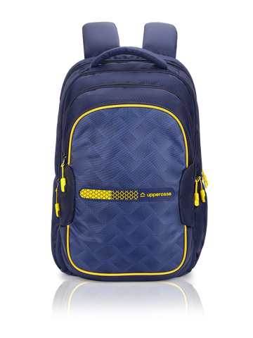 uppercase Pixel 2502 Sustainable 15.6" Laptop Backpack |2025 Collection|3 Compartments, Well-Padded, Rain Cover, Trolley Sleeve, Organisers, Side Bottle Pocket|For Boys & Girls| 500 Days Warranty | Blue